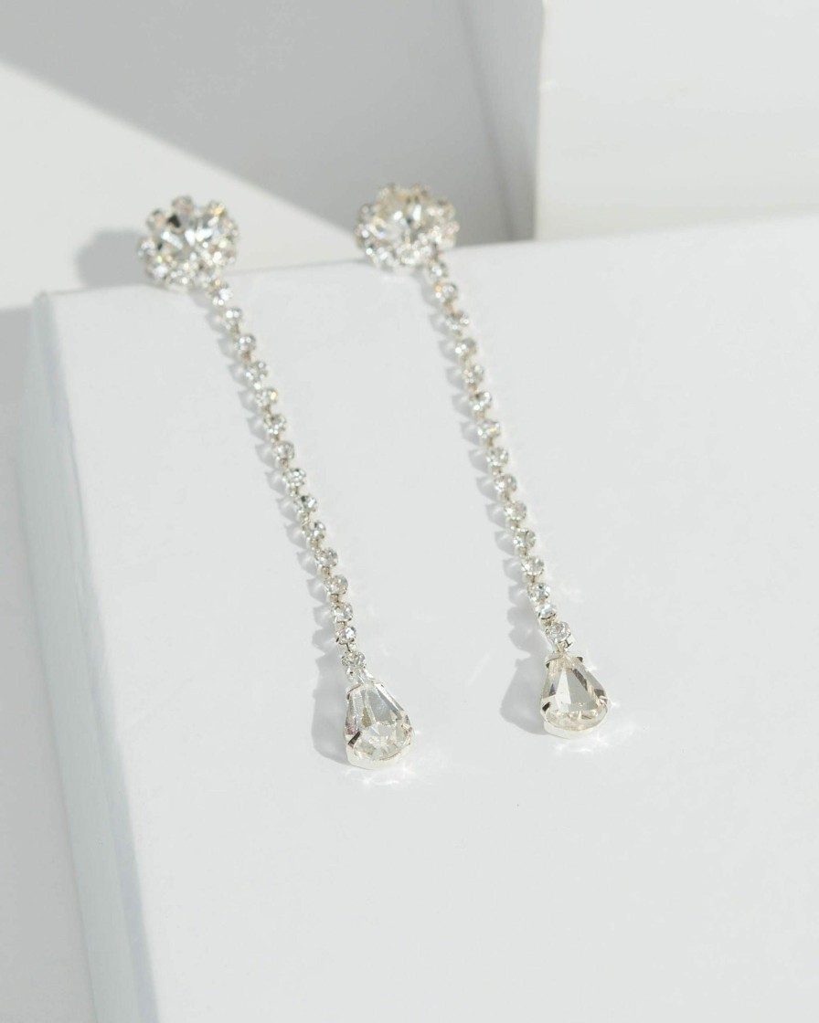 Earrings Colette by Colette Hayman  | Silver Diamante Chain Tear Drop Earrings