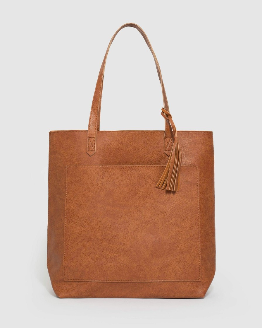 Bags Colette by Colette Hayman  | Tan Selena Tassel Tote Bag