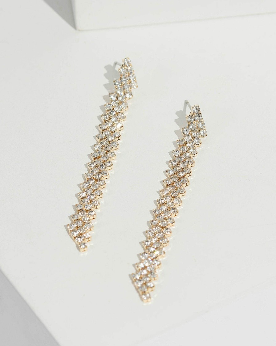 Earrings Colette by Colette Hayman  | Gold Diamante Gradual Drop Earrings