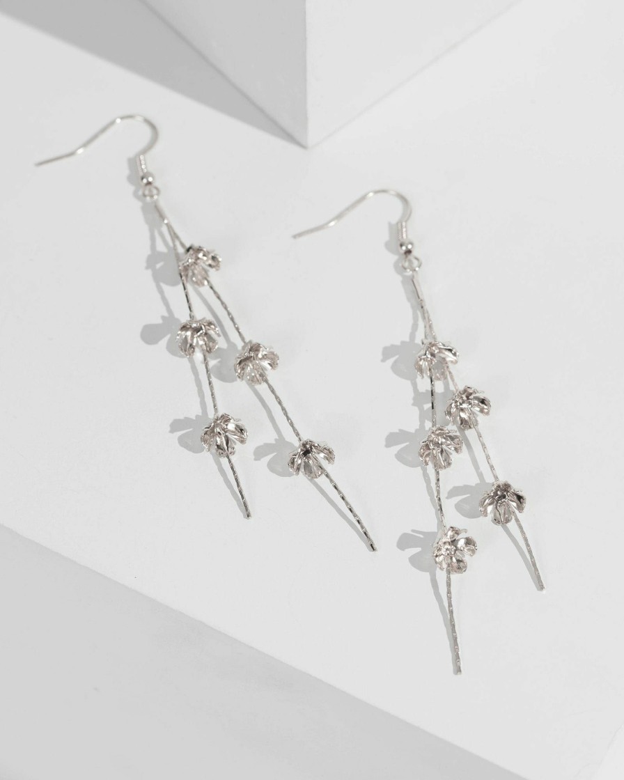 Earrings Colette by Colette Hayman  | Silver Flower Tassel Drop Earrings